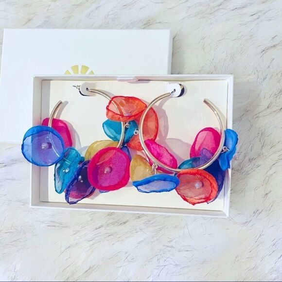 C&C California Jewelry - C&C CALIFORNIA Floral HOOP Earrings NWT Hoops‎